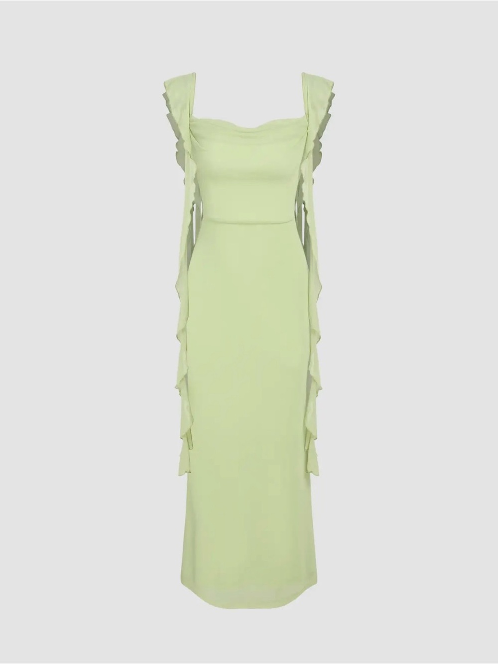CIDER Sage Green Mesh Ruffle Hem Maxi Dress size XL